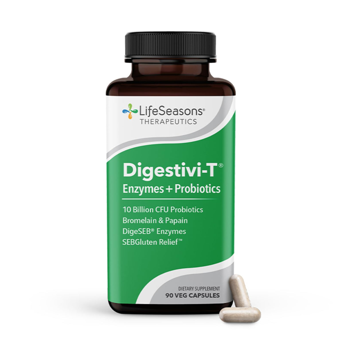 LifeSeasons Digestivi-T - Digestive Enzymes & 10 Billion CFU Probiotic Supplement - Supports Gut & Immune Health - Bloating & Digestion Relief - FENGGESTORE20