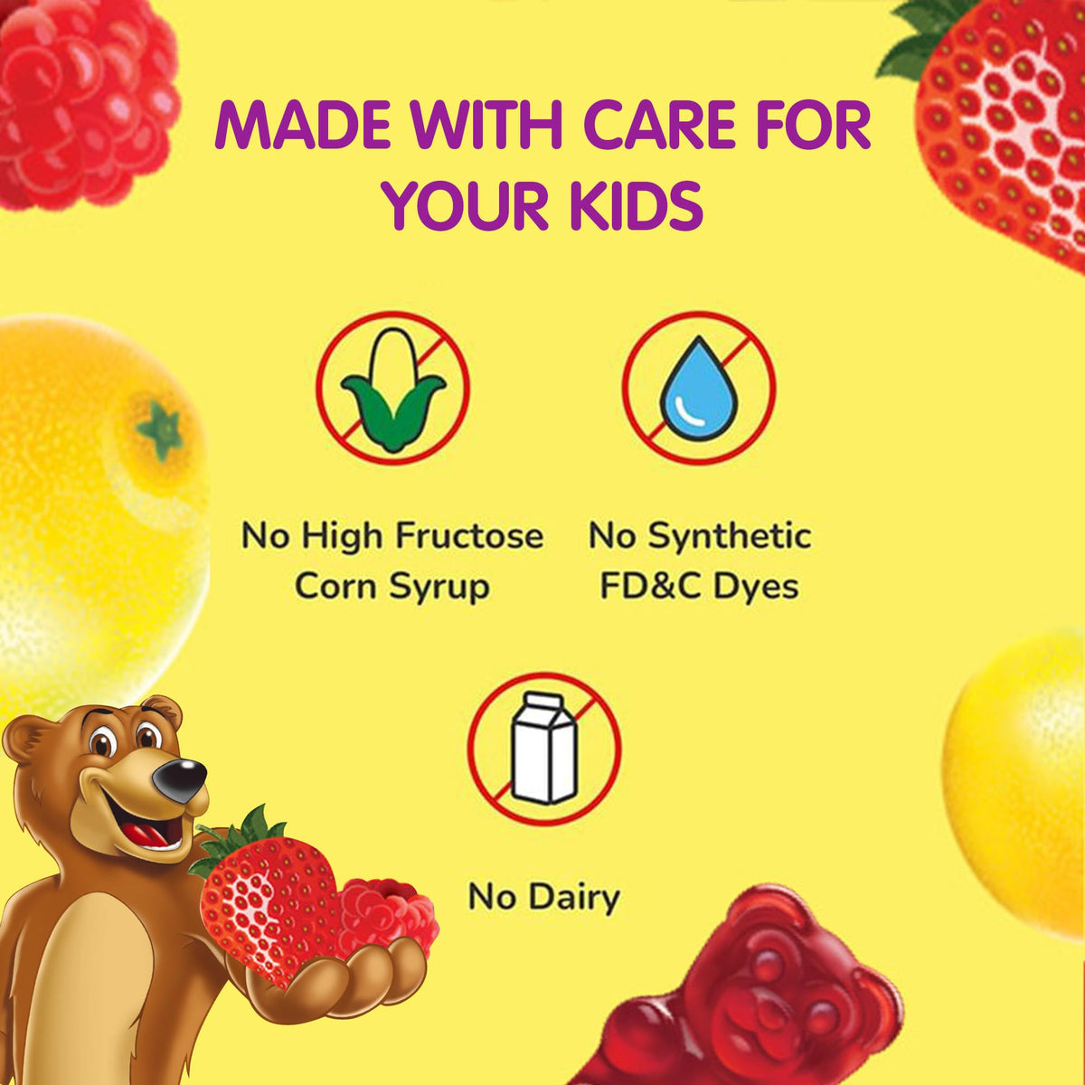 L’il Critters Fiber Daily Gummy Supplement for Kids, for Digestive Support, Berry and Lemon Flavors, 90 Gummies - FENGGESTORE20
