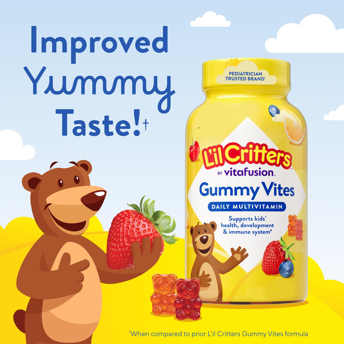 L'il Critters Gummy Vites Daily Kids Multivitamins Assorted Fruit Flavors for Ages 2+ Toddlers & Kids, Gummy Vitamin with Vitamin C and D - FENGGESTORE20
