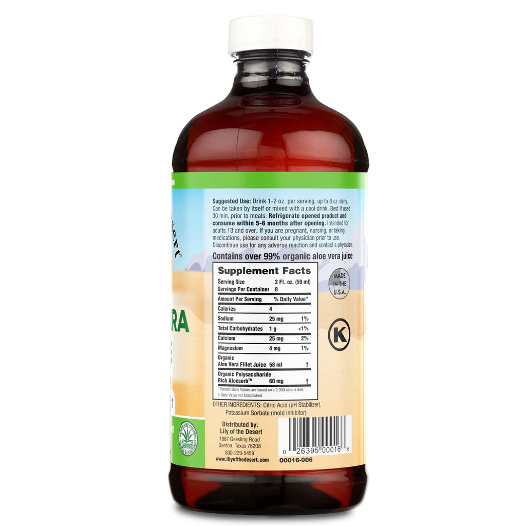 Lily of the Desert Organic Aloe Vera Juice – Inner Fillet, 16 fl oz - FENGGESTORE20