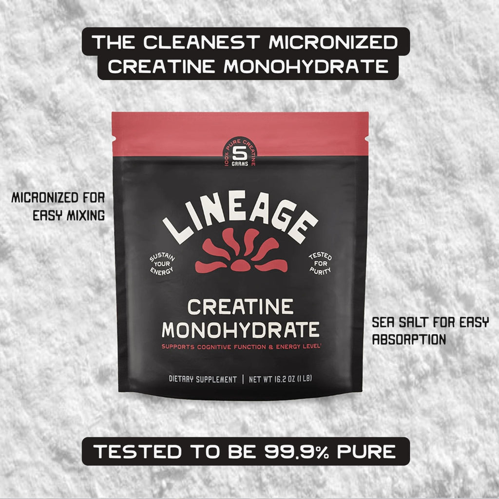Lineage Provisions Micronized Creatine Monohydrate with Sea Salt - Micronized Creatine Powder for Training & Performance - FENGGESTORE20