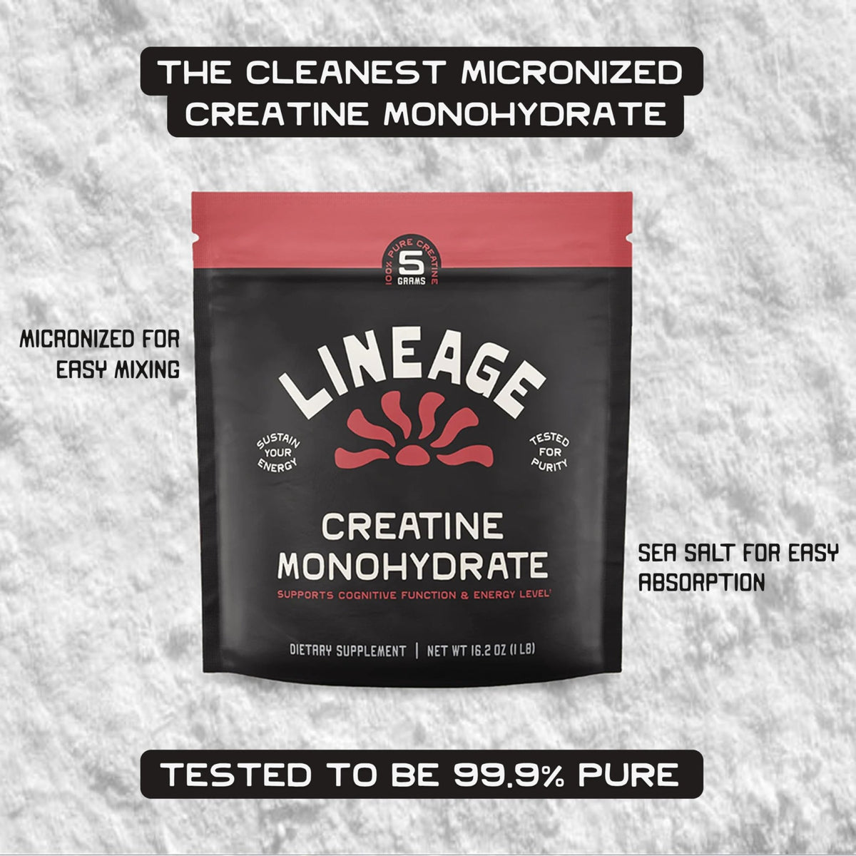 Lineage Provisions Micronized Creatine Monohydrate with Sea Salt - Micronized Creatine Powder for Training & Performance - FENGGESTORE20
