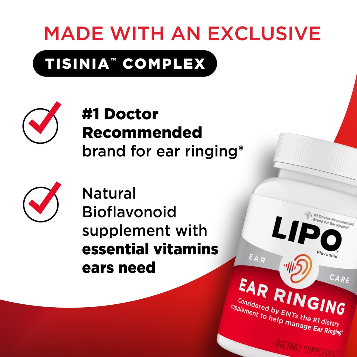 Lipo Flavonoid Ear Ringing - Doctor-Recommended for Ringing Ears – Clinically Proven Lemon Bioflavonoid Complex with Vitamins C, B1, B2, B6, B12, - FENGGESTORE20