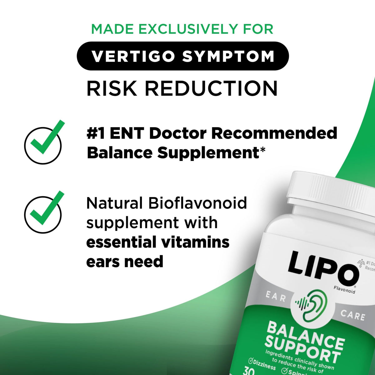 Lipo-Flavonoid for Vertigo & Dizziness Relief, Clinically Tested Formula with Ginkgo Biloba, Vitamin D, & Vitamin B Complex - FENGGESTORE20