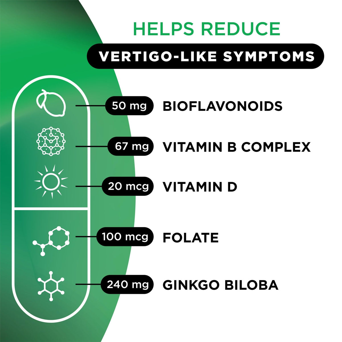 Lipo-Flavonoid for Vertigo & Dizziness Relief, Clinically Tested Formula with Ginkgo Biloba, Vitamin D, & Vitamin B Complex - FENGGESTORE20