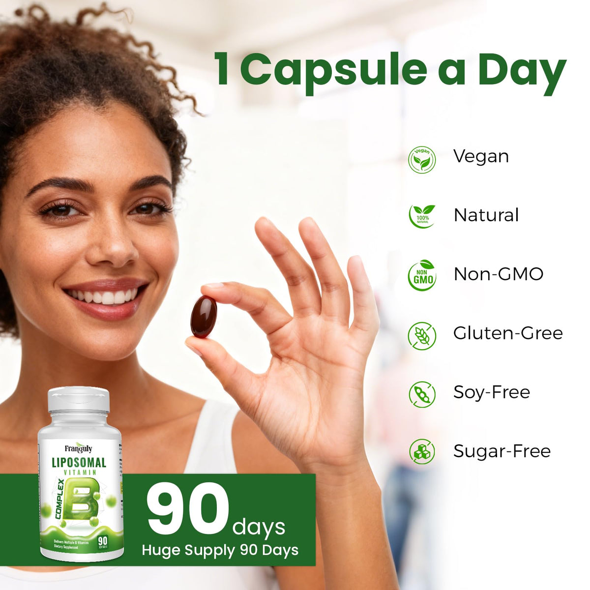 Liposomal B Complex for High Absorption Methylated B12,L-Methyfolate(5-MTHF ),Full Active B Vitamins with Choline Inositol-Energy, Metabolism,Brain & Heart Support - FENGGESTORE20