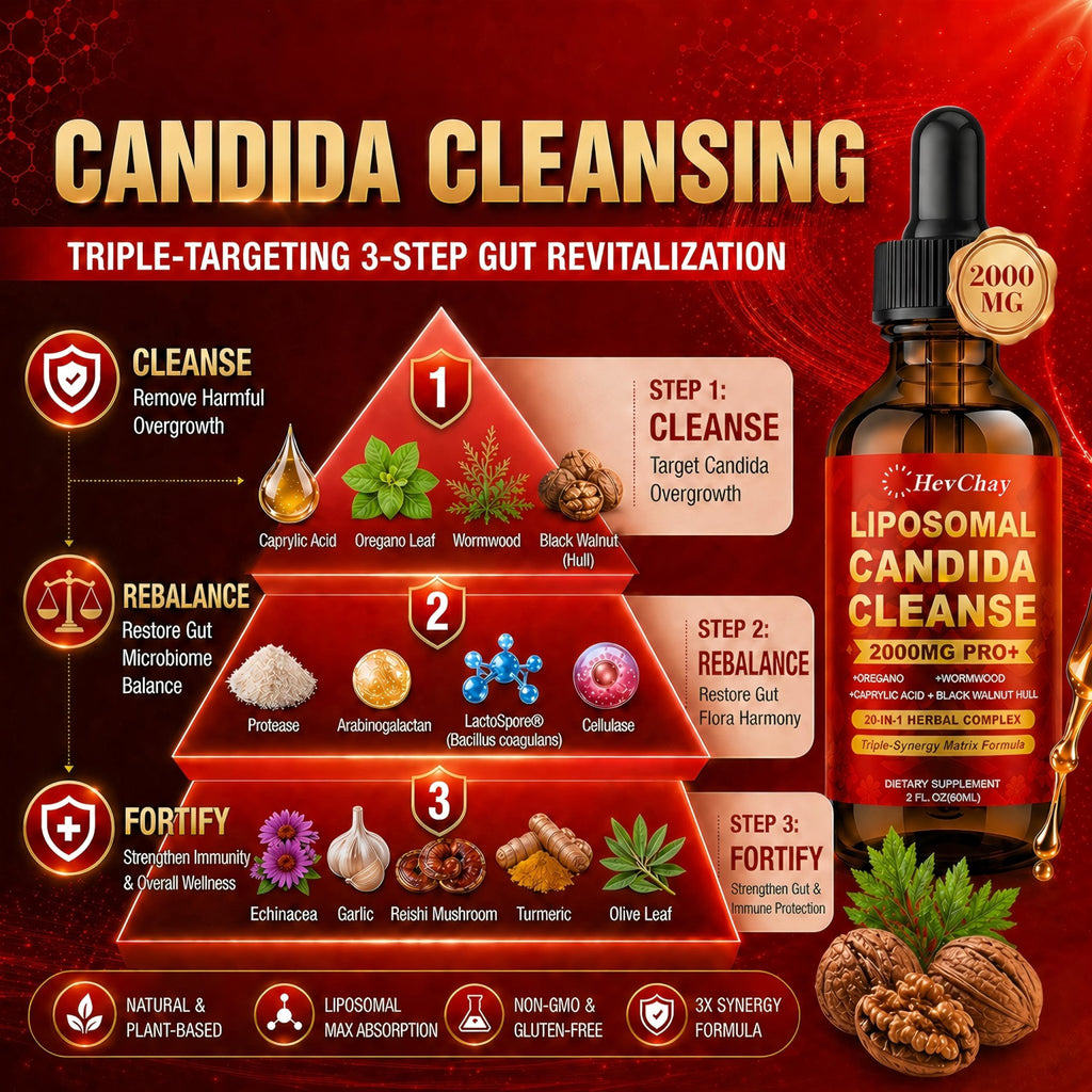 Liposomal Candida Cleanse Drops 2000mg - 20-in-1 Candida Detox for Women & Men with Caprylic Acid, Oregano, Black Walnut & Wormwood – Yeast Detox, Gut & Colon Support, - FENGGESTORE20