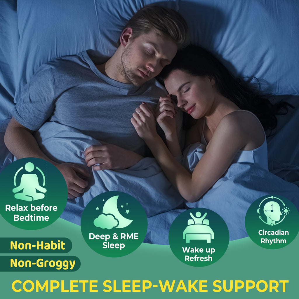 Liposomal L-Theanine 200mg Magnesium Glycinate 400mg Gummies with GABA, 5HTP, Apigenin, Vitamin B6 & D3, Ashwagandha, Lemon Balm Leaf, Melatonin Free Sleep - FENGGESTORE20