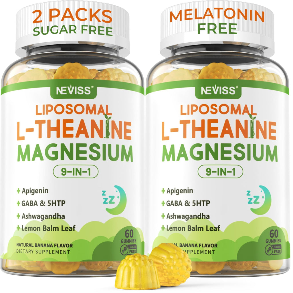Liposomal L-Theanine 200mg Magnesium Glycinate 400mg Gummies with GABA, 5HTP, Apigenin, Vitamin B6 & D3, Ashwagandha, Lemon Balm Leaf, Melatonin Free Sleep - FENGGESTORE20