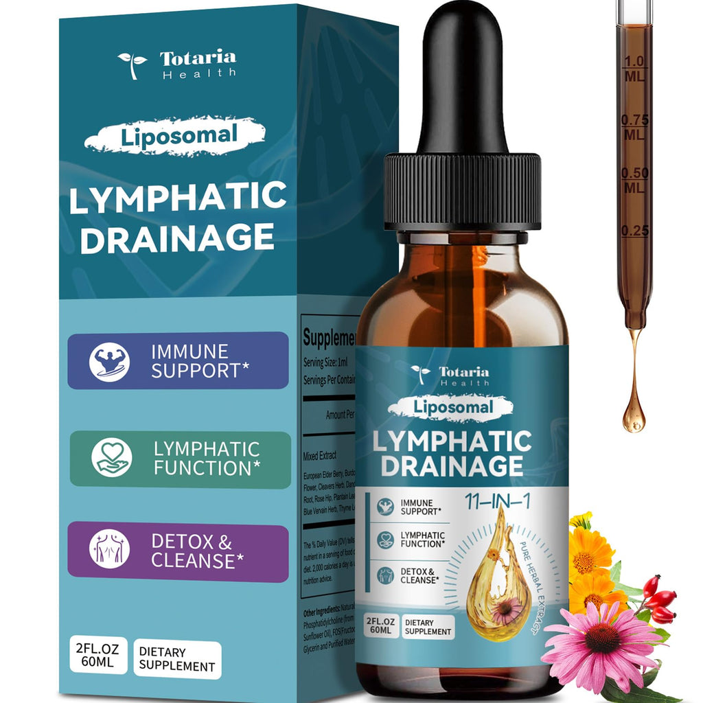 Liposomal Lymphatic Drainage Drops - 11 In 1 Organic Lymphatic Drainage Supplement with Burdock Root, Echinacea, Elderberry, Calendula, Cleavers Herb, Dandelion Supports Lymphatic Health 2 FL.OZ - FENGGESTORE20