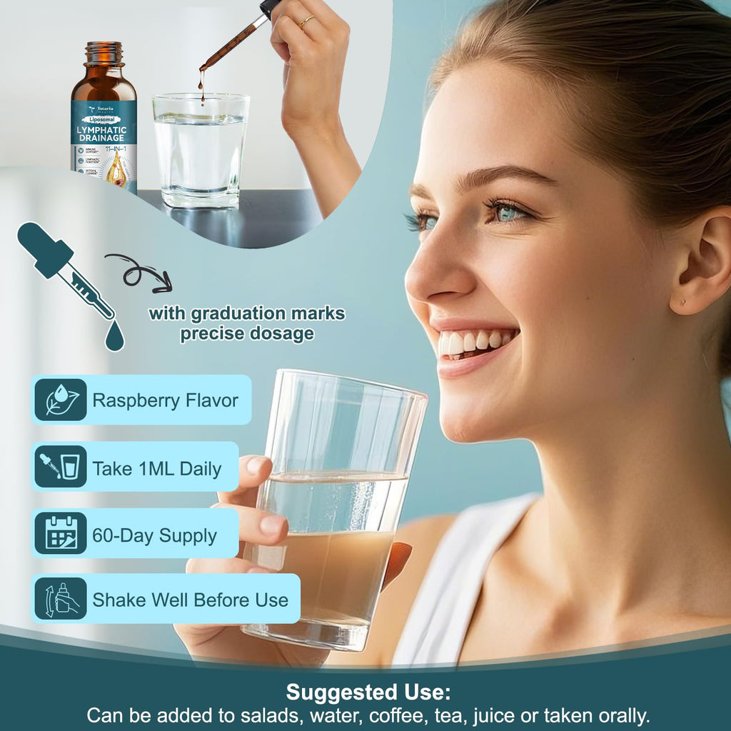 Liposomal Lymphatic Drainage Drops - 11 In 1 Organic Lymphatic Drainage Supplement with Burdock Root, Echinacea, Elderberry, Calendula, Cleavers Herb, Dandelion Supports Lymphatic Health 2 FL.OZ - FENGGESTORE20