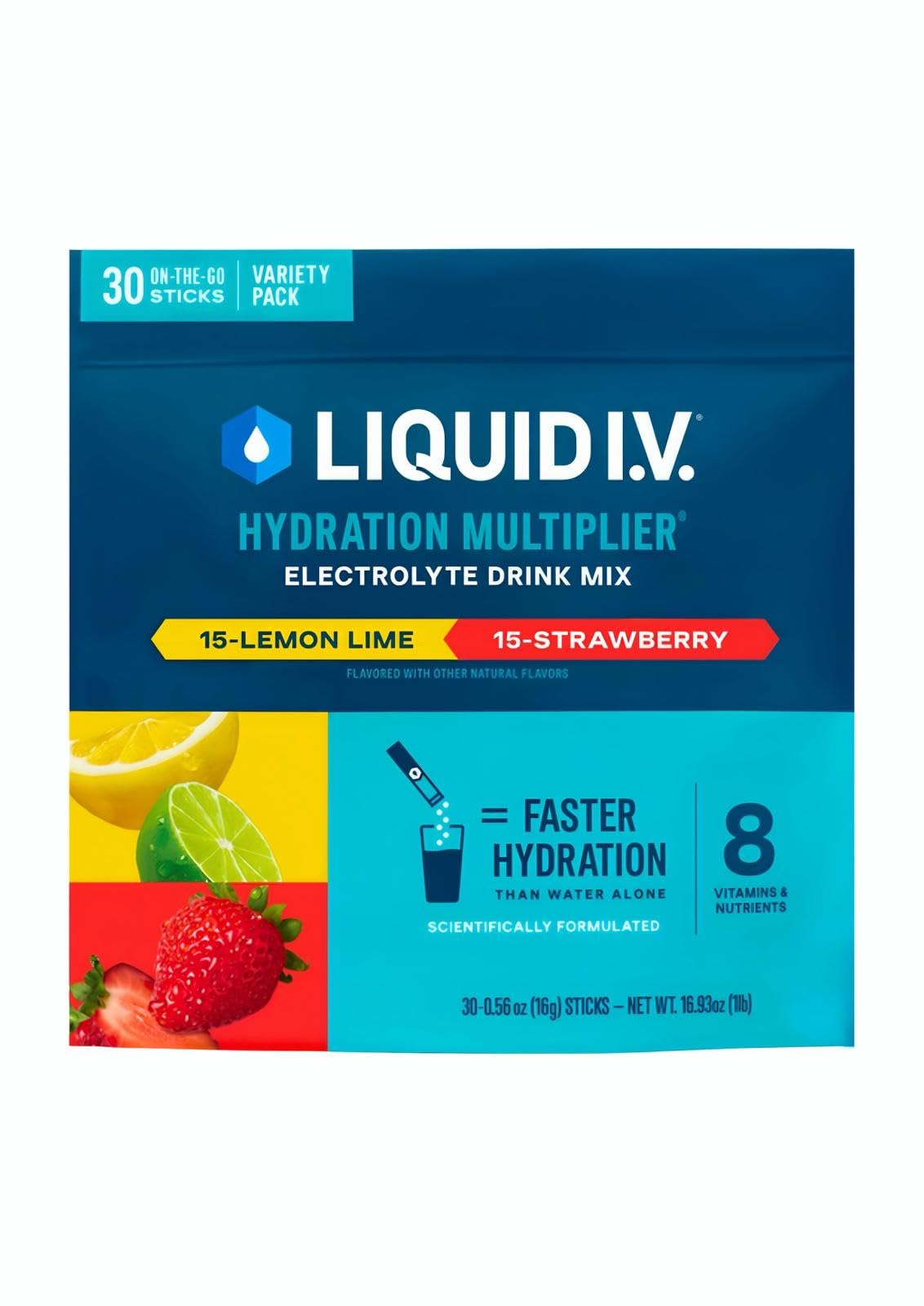 Liquid I.V. Hydration Multiplier Electrolyte Drink Mix, Variety, 0.56 Oz, 30 Ct - FENGGESTORE20