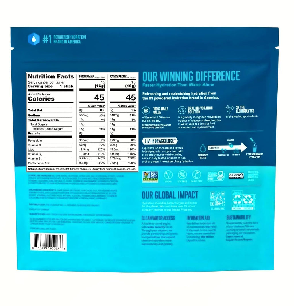 Liquid I.V. Hydration Multiplier Electrolyte Drink Mix, Variety, 0.56 Oz, 30 Ct - FENGGESTORE20