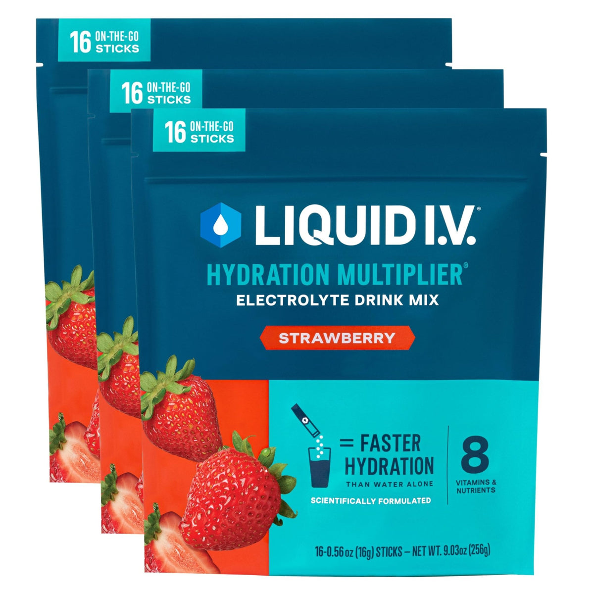 Liquid I.V.® Hydration Multiplier - Strawberry | Electrolyte Powder Drink Mix | 3 Pack (48 Servings) - FENGGESTORE20