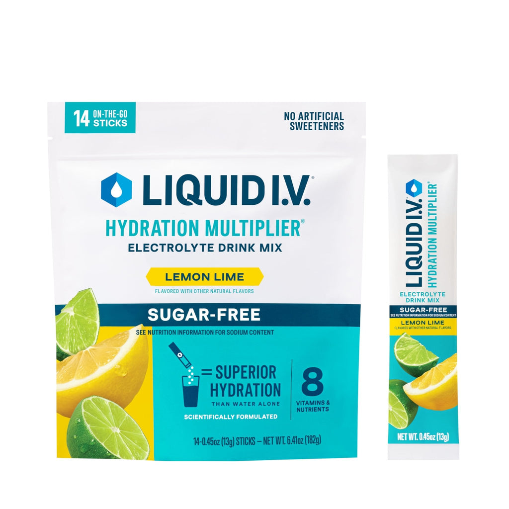 Liquid I.V. Hydration Multiplier Sugar-Free - Lemon Lime | Electrolyte Powder Drink Mix | 1 Pack (14 Servings) - FENGGESTORE20