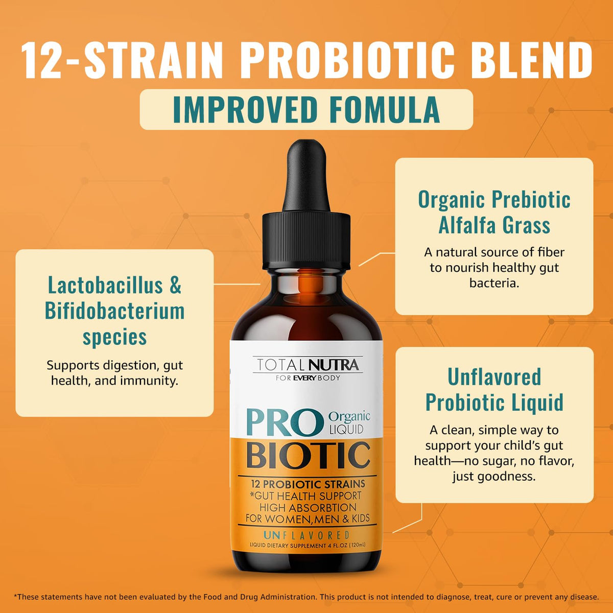 Liquid Probiotic for Women, Men, Kids, Toddler Probiotic: USDA Organic Probiotics, Vegan Probiotic Liquid & Alfalfa Blend + Acidophilus for Gut Health, - FENGGESTORE20