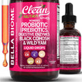 Liquid Probiotics for Women Drops with Chasteberry, Black Cohosh, Prebiotics, Digestive Enzymes, Evening Primrose Oil, Wild Yam, Cranberry Dmannose and Iron Vitamin D3 K2 Clean Nutra Bella Biotics - FENGGESTORE20