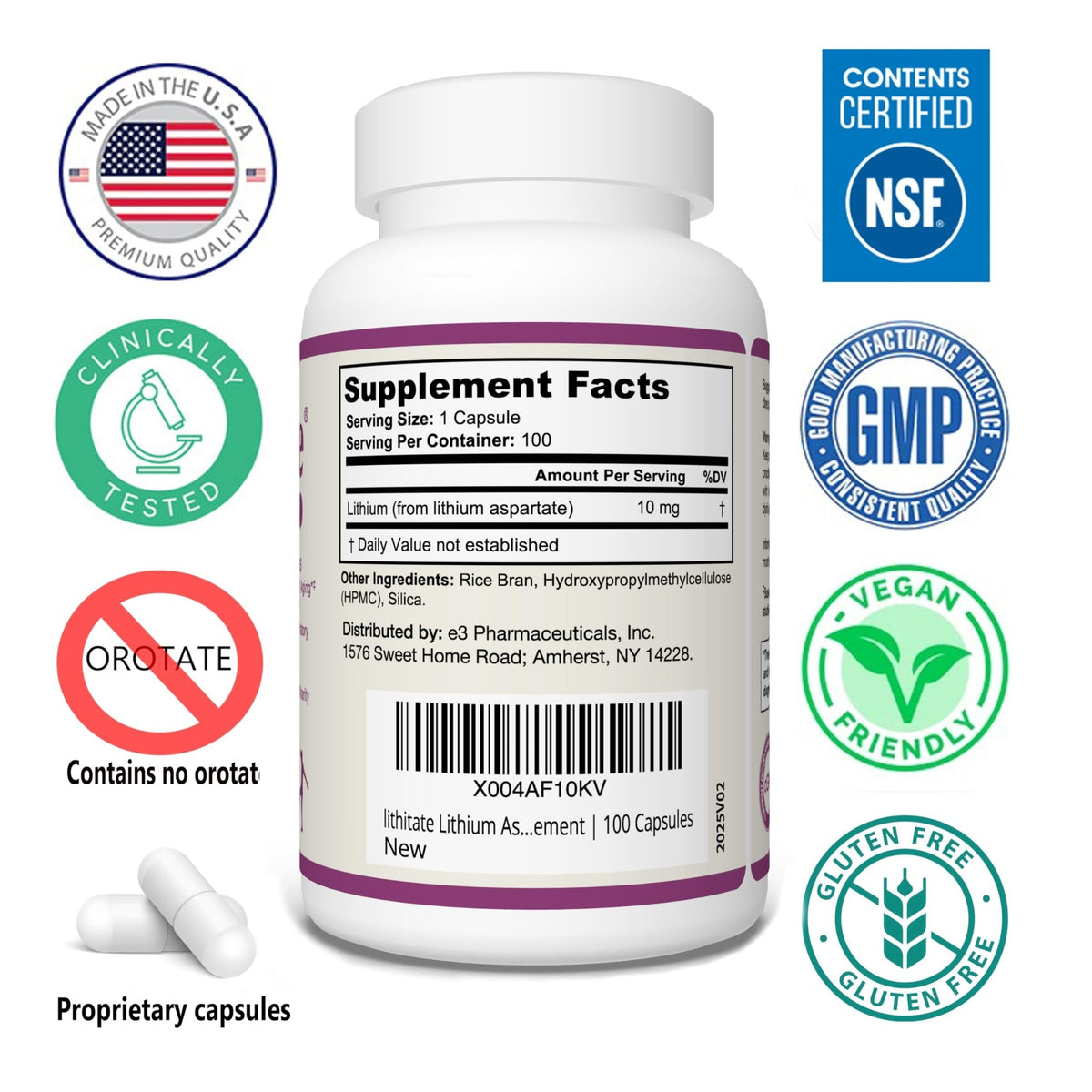 lithitate Lithium Aspartate 10mg | Supports Cognitive Function & Brain Health with Aging | NSF Certified | Promotes Mental Clarity, Healthy Mood & Longevity - FENGGESTORE20