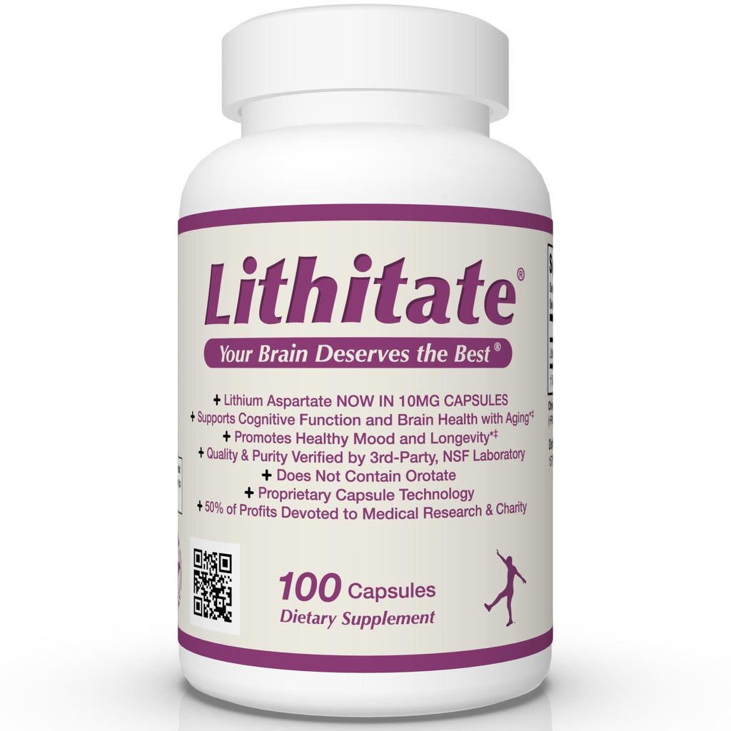 lithitate Lithium Aspartate 10mg | Supports Cognitive Function & Brain Health with Aging | NSF Certified | Promotes Mental Clarity, Healthy Mood & Longevity - FENGGESTORE20