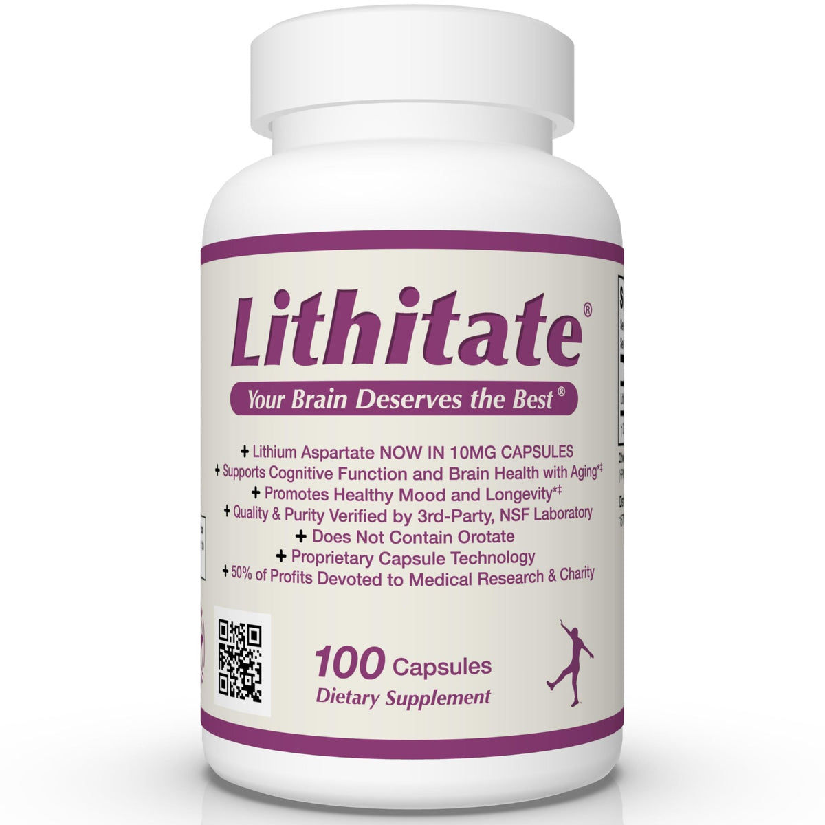 lithitate Lithium Aspartate 10mg | Supports Cognitive Function & Brain Health with Aging | NSF Certified | Promotes Mental Clarity, Healthy Mood & Longevity - FENGGESTORE20