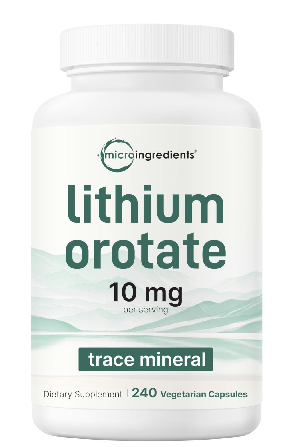 Lithium Orotate 10mg, 240 Veggie Capsules | 5mg Per Capsules | High Bioavailability Trace Mineral | Healthy Aging, Brain Supplement - FENGGESTORE20