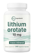 Lithium Orotate 10mg, 240 Veggie Capsules | 5mg Per Capsules | High Bioavailability Trace Mineral | Healthy Aging, Brain Supplement - FENGGESTORE20