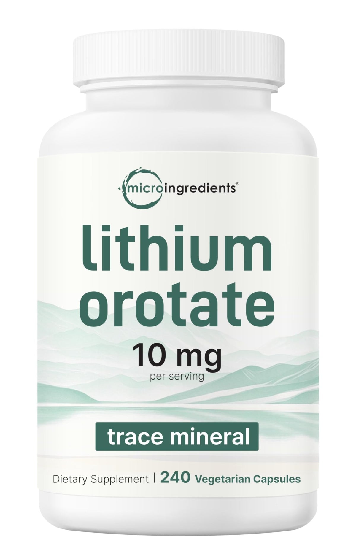 Lithium Orotate 10mg, 240 Veggie Capsules | 5mg Per Capsules | High Bioavailability Trace Mineral | Healthy Aging, Brain Supplement - FENGGESTORE20
