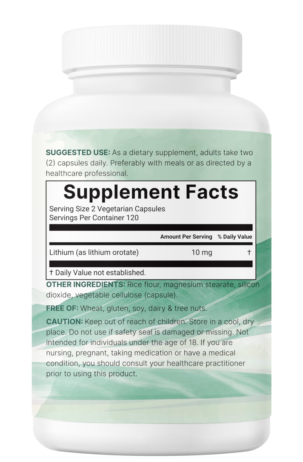 Lithium Orotate 10mg, 240 Veggie Capsules | 5mg Per Capsules | High Bioavailability Trace Mineral | Healthy Aging, Brain Supplement - FENGGESTORE20