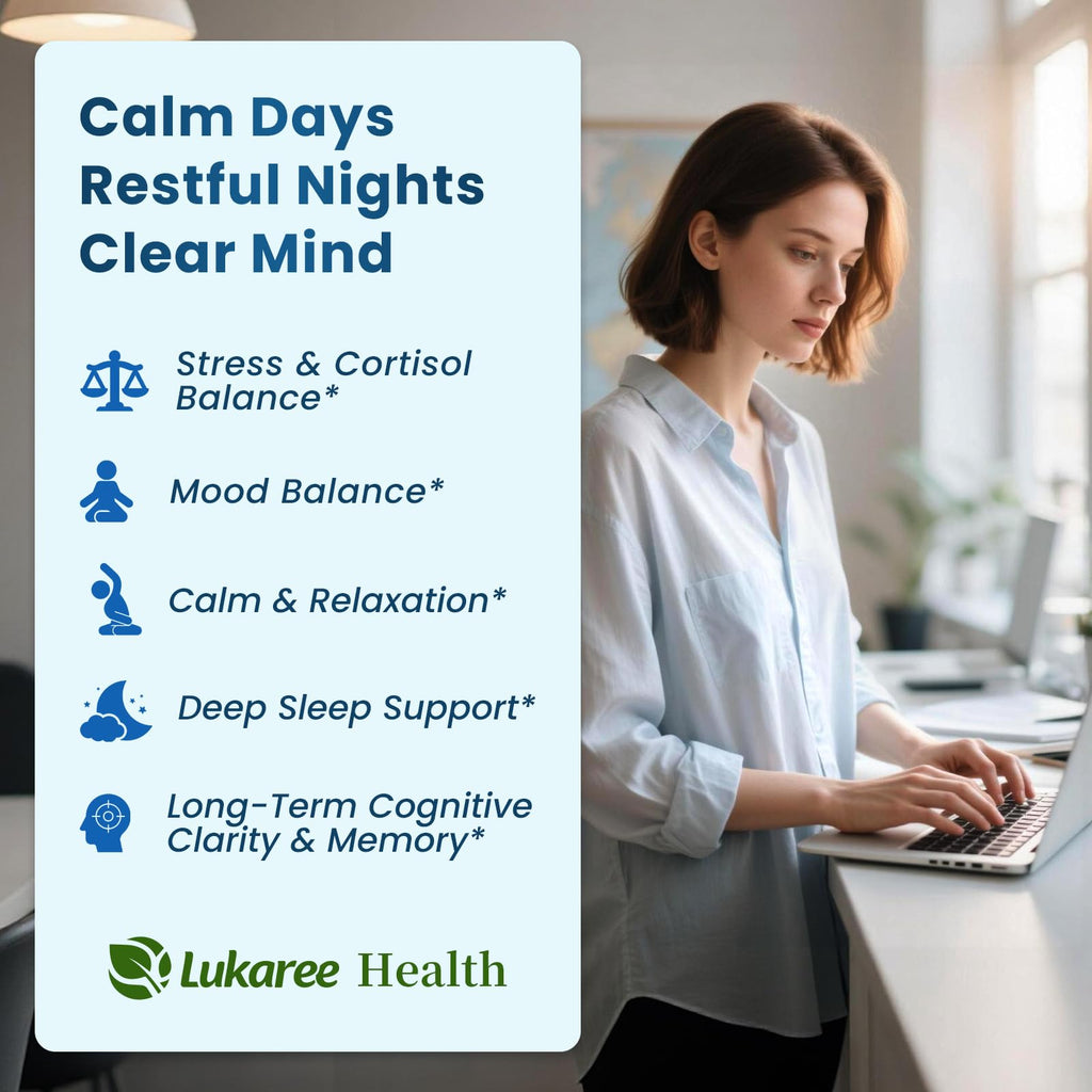 Lithium Orotate 5/10mg, L-Theanine 200mg, Ashwagandha 300mg - Mood Focus Memory Brain Supplements with Bacopa Monnieri, Lion’s Mane, Magnesium, Zinc D3 B6 Folate B12 - FENGGESTORE20