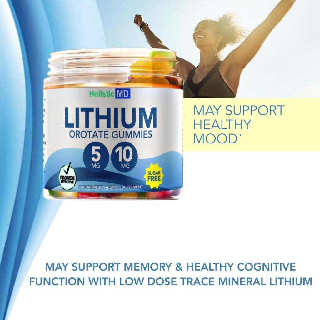 Lithium Orotate 5mg 10mg | for Men Women Kids | Lithium Orotate clinically Studied Chelated High Biovalable | 3 Flavors Sugar - FENGGESTORE20