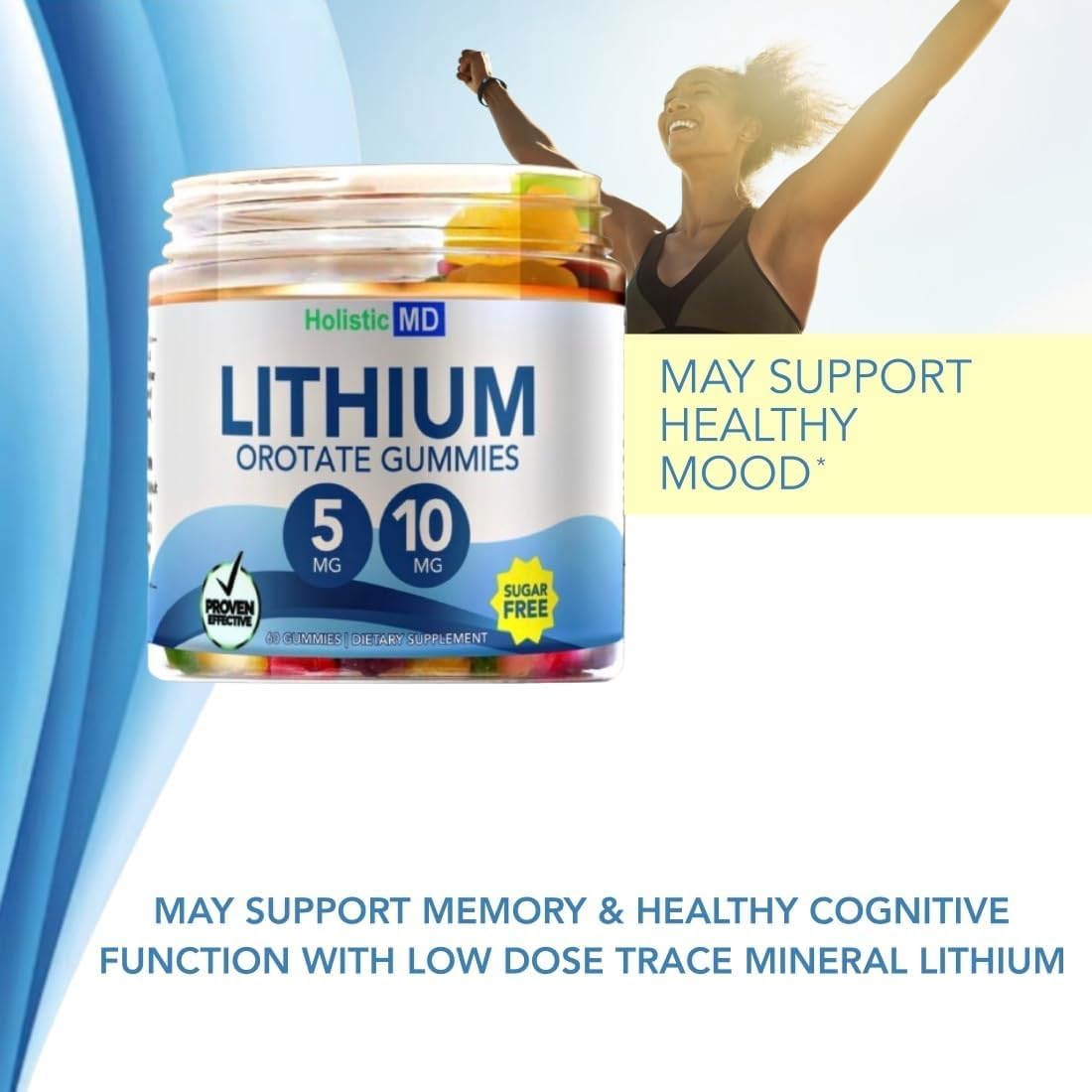 Lithium Orotate 5mg 10mg | for Men Women Kids | Lithium Orotate clinically Studied Chelated High Biovalable | 3 Flavors Sugar - FENGGESTORE20