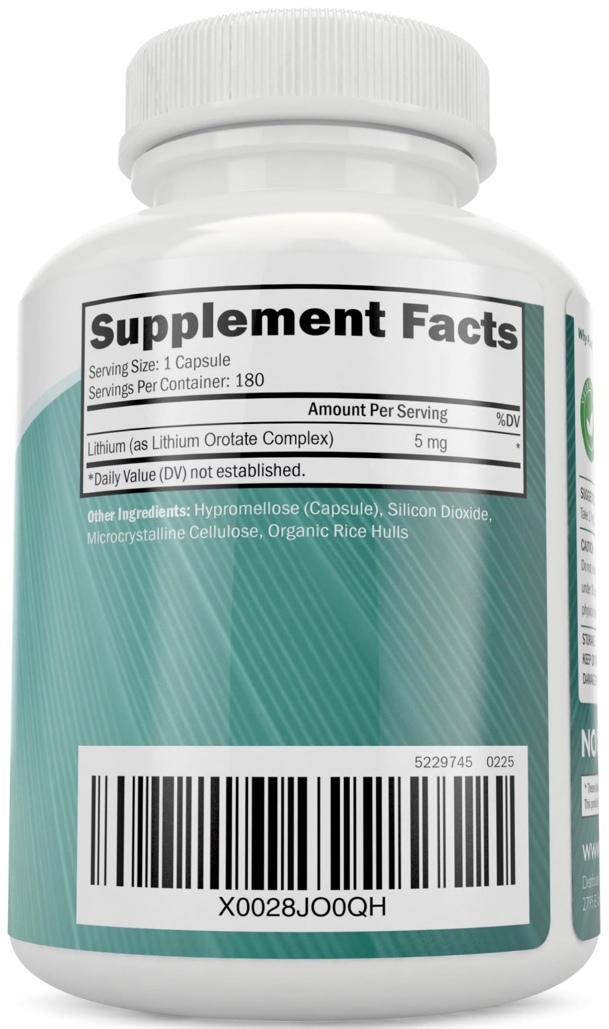 Lithium Orotate 5mg, 180 Vegetarian Lithium Capsules, Supplement Lithium Orotate 5mg, 180 Vegetarian Lithium Capsules, Helps Maintain Healthy Mood - FENGGESTORE20