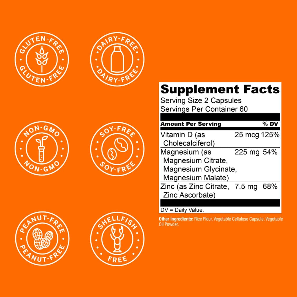 Live Conscious Magwell Magnesium Zinc & Vitamin D3 - Magnesium Glycinate, Malate, & Citrate - Triple Supplement for Women & Men - for Sleep, Bone, Heart, Immune Support - 120 Caps - FENGGESTORE20