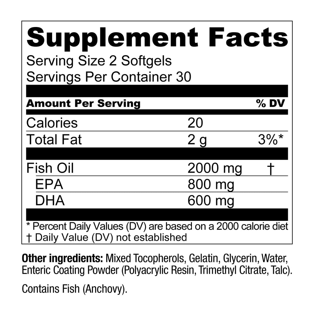 Live Conscious OmegaWell Omega 3 Fish Oil - 2000mg Capsules: Heart, Brain, & Joint Support - 800 mg EPA 600 mg DHA - Sustainably Sourced - Softgels - 30 Day Supply - FENGGESTORE20