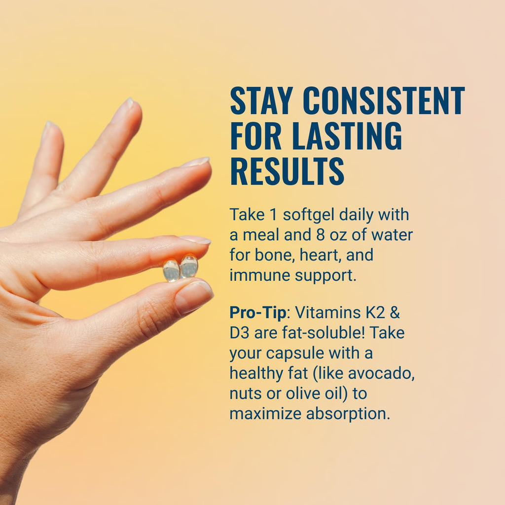 Live Conscious Vitamin K2 MK7 with D3 Supplement | Bone & Heart Health Support - Patented Vitamin K & Vitamin D3 5000 IU - 60 Softgels - FENGGESTORE20