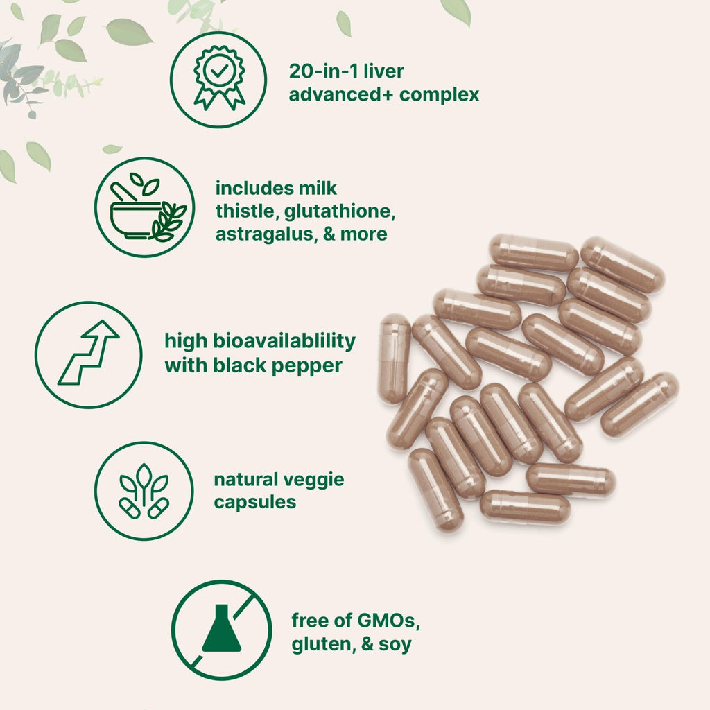 Liver Advanced+, 240 Veggie Capsules | 20-in-1 Complex with Milk Thistle, Dandelion, NAD, NAC, ALA, TUDCA, Glutathione, Artichoke, Turmeric, - FENGGESTORE20