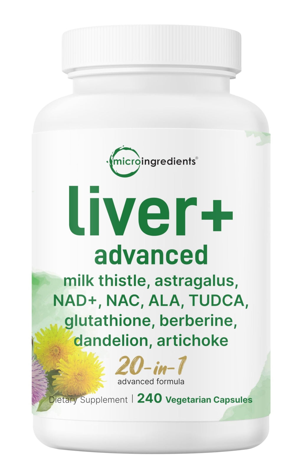 Liver Advanced+, 240 Veggie Capsules | 20-in-1 Complex with Milk Thistle, Dandelion, NAD, NAC, ALA, TUDCA, Glutathione, Artichoke, Turmeric, - FENGGESTORE20