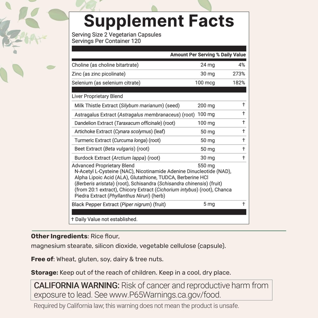 Liver Advanced+, 240 Veggie Capsules | 20-in-1 Complex with Milk Thistle, Dandelion, NAD, NAC, ALA, TUDCA, Glutathione, Artichoke, Turmeric, - FENGGESTORE20