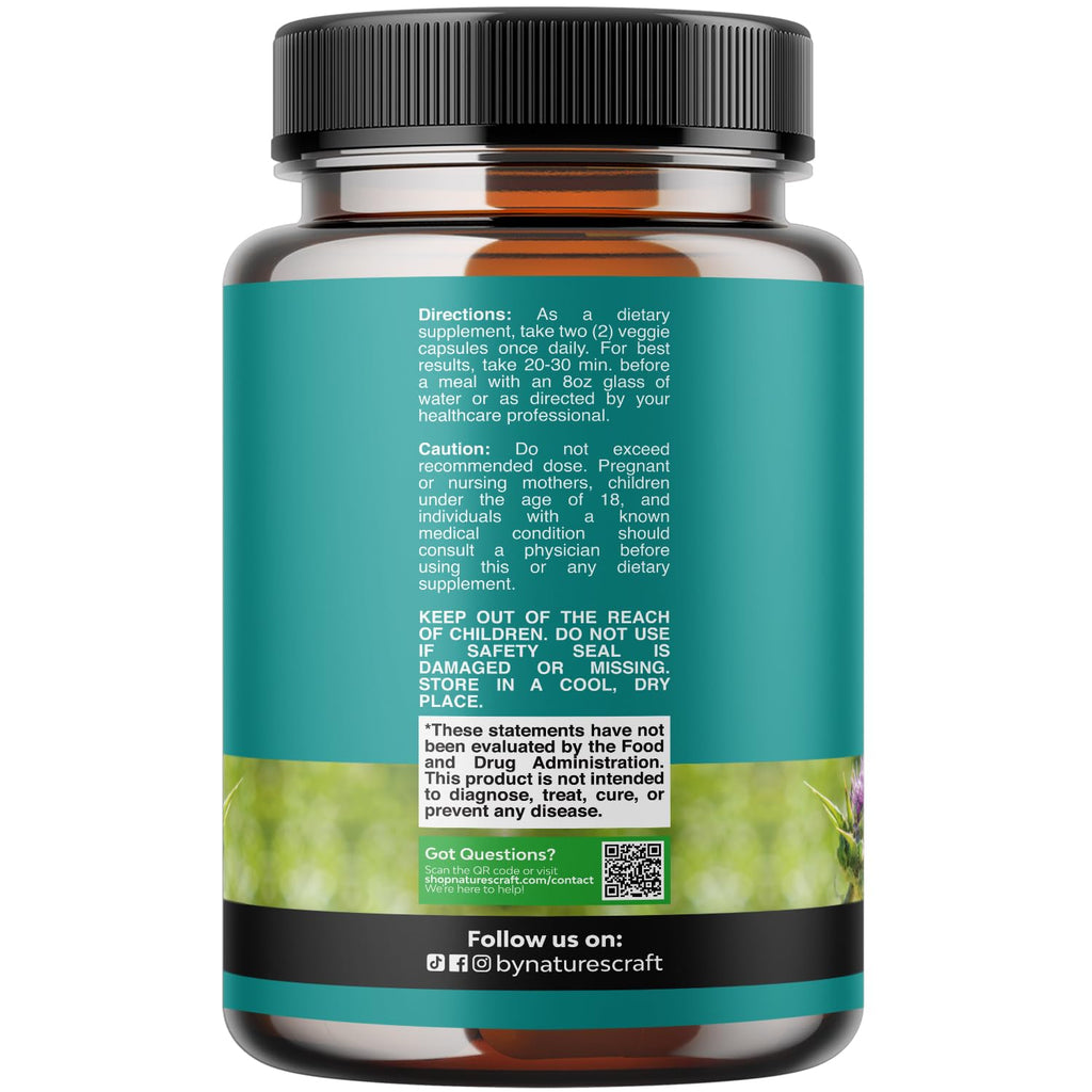 Liver Cleanse Detox & Repair - Milk Thistle Supplement for Digestion & Immune Health - Ginger Root, Choline & Dandelion Root - FENGGESTORE20