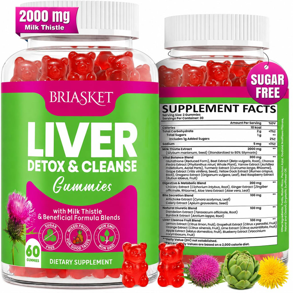Liver Detox Cleanse & Repair, 2000 mg Milk Thistle Liver Detox, Liver Support Supplement with Glutathione, Dandelion Root, Turmeric & Artichoke, 23-in-1Herbal - FENGGESTORE20