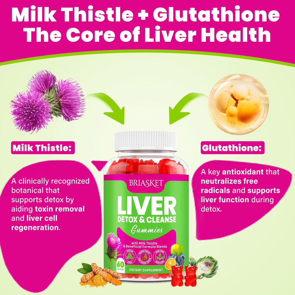 Liver Detox Cleanse & Repair, 2000 mg Milk Thistle Liver Detox, Liver Support Supplement with Glutathione, Dandelion Root, Turmeric & Artichoke, 23-in-1Herbal - FENGGESTORE20