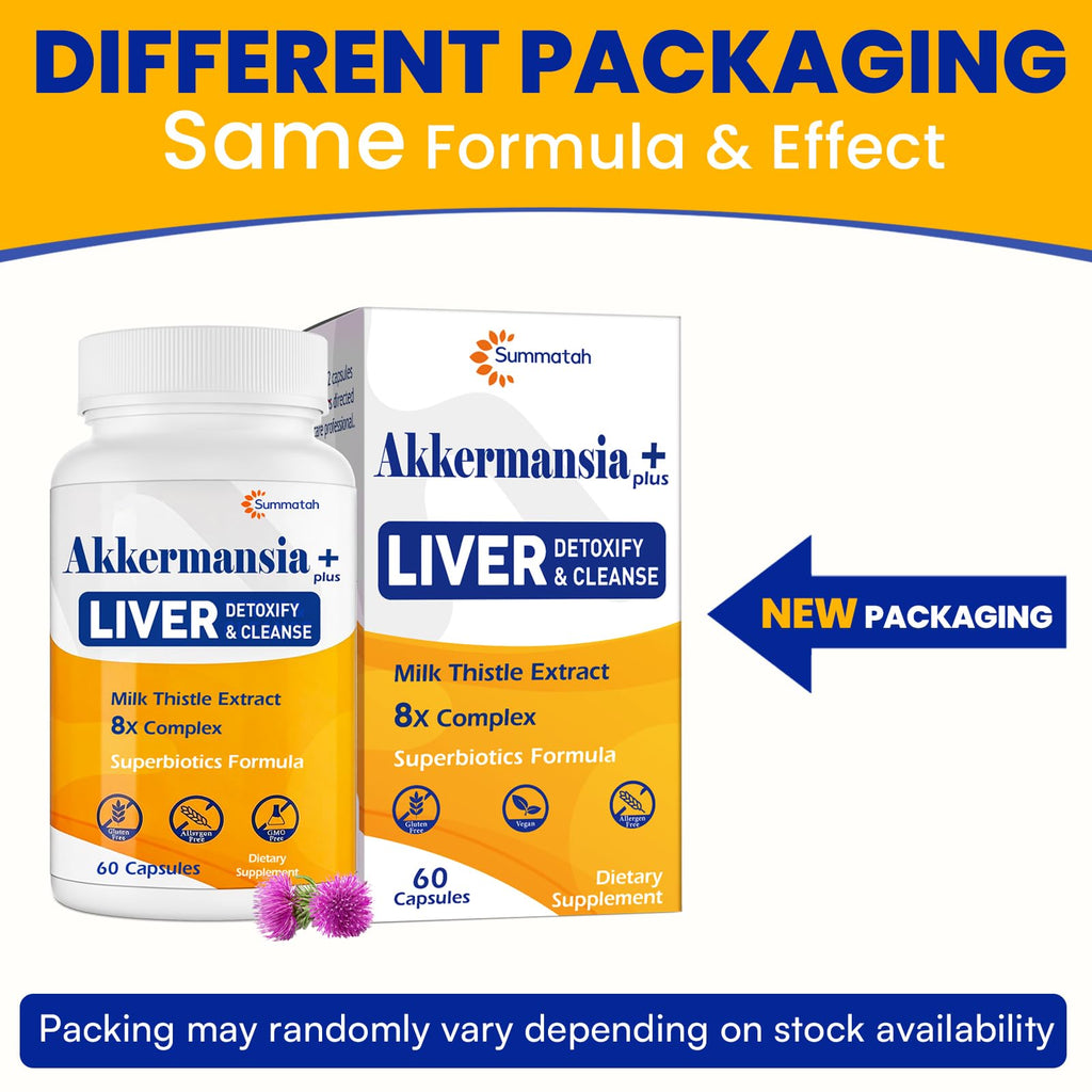 Liver Detoxify Repair & Cleanse, 20 Billion Afu Akkermansia Probiotic with Milk Thistle, Dandelion & Turmeric, 8-in-1 Herbal Formula for Liver Support & Renew, - FENGGESTORE20