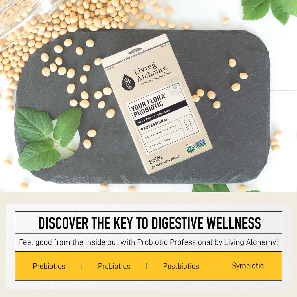 Living Alchemy Gut Health Supplements for Men & Women - Your Flora Probiotic Professional Digestion Supplement with Fermented Soybean, Prebiotics, - FENGGESTORE20