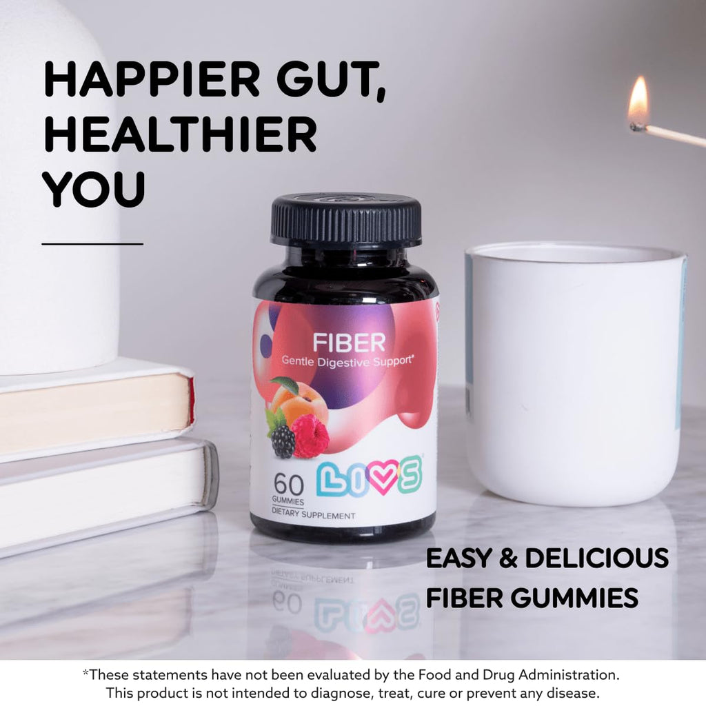LIVS Fiber Gummies for Adults – Promote Digestive Support & Regularity | Gut Health & Smooth Digestion | Plant-Based Prebiotic | Non-GMO Fiber Supplement - FENGGESTORE20