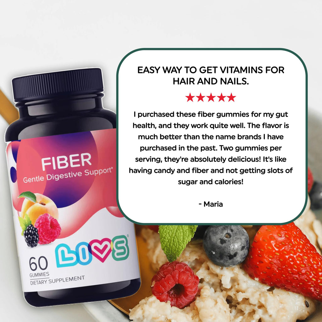 LIVS Fiber Gummies for Adults – Promote Digestive Support & Regularity | Gut Health & Smooth Digestion | Plant-Based Prebiotic | Non-GMO Fiber Supplement - FENGGESTORE20