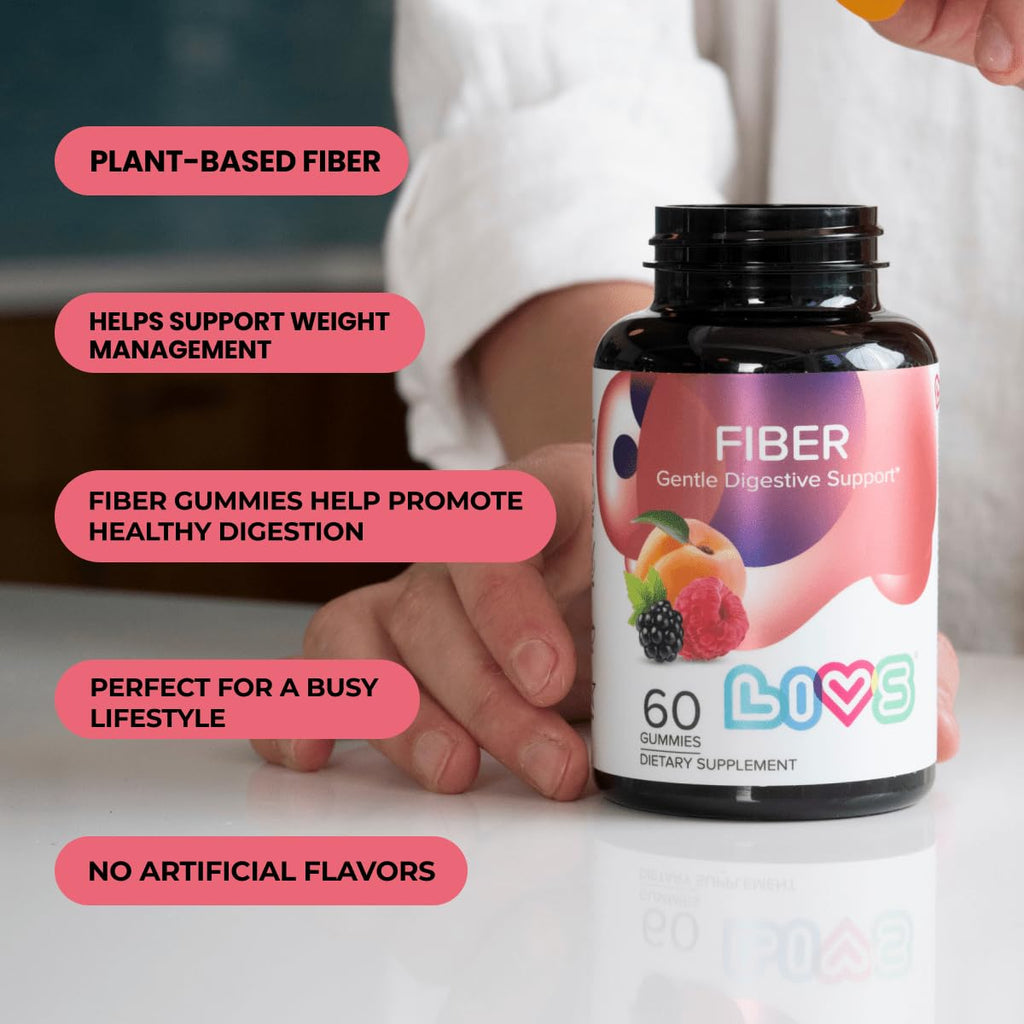 LIVS Fiber Gummies for Adults – Promote Digestive Support & Regularity | Gut Health & Smooth Digestion | Plant-Based Prebiotic | Non-GMO Fiber Supplement - FENGGESTORE20