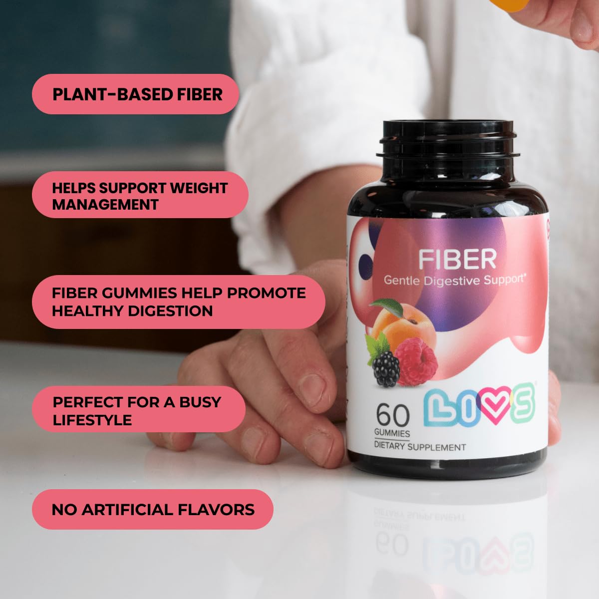 LIVS Fiber Gummies for Adults – Promote Digestive Support & Regularity | Gut Health & Smooth Digestion | Plant-Based Prebiotic | Non-GMO Fiber Supplement - FENGGESTORE20