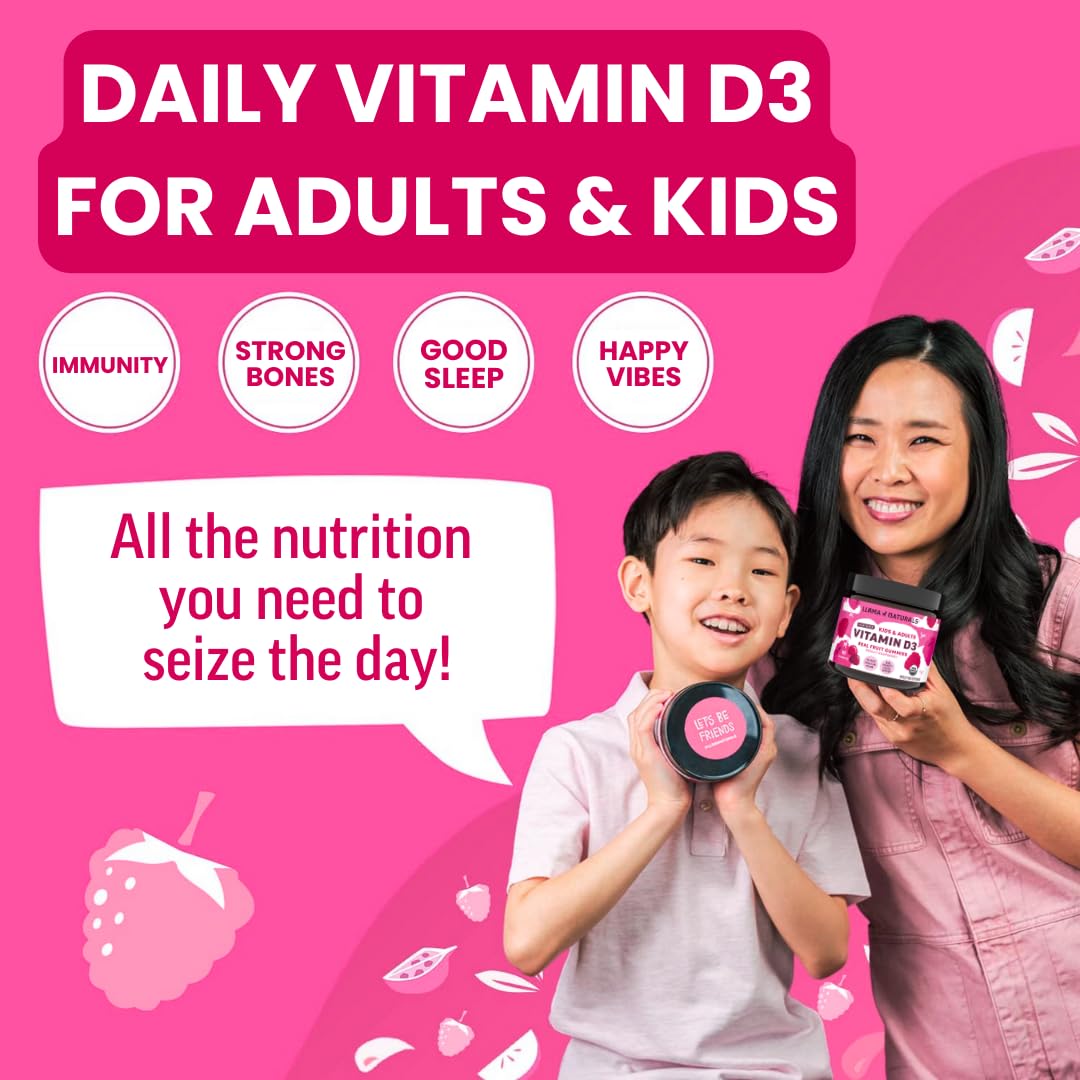 Llama Naturals Vitamin D3, Vegan, Organic Immune Support Supplement, Vitamin D Gummies for Adults and Kids, Real Fruit Gummy Vitamins, Promotes Bone Health - FENGGESTORE20