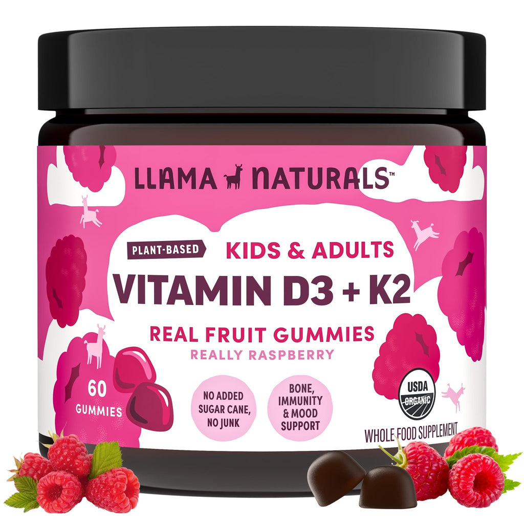 Llama Naturals Vitamin D3, Vegan, Organic Immune Support Supplement, Vitamin D Gummies for Adults and Kids, Real Fruit Gummy Vitamins, Promotes Bone Health - FENGGESTORE20