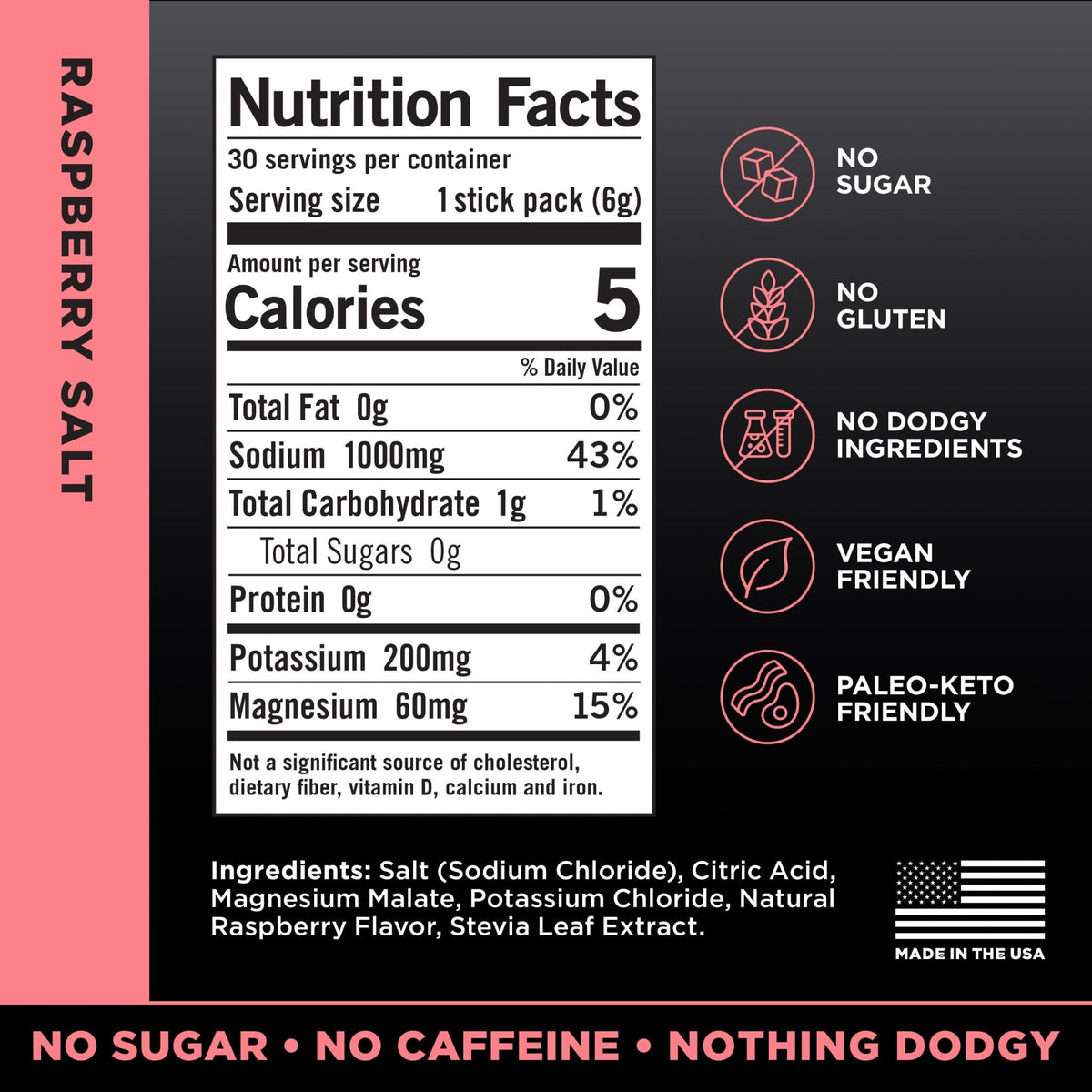 LMNT Zero Sugar Electrolytes - Raspberry Salt | Drink Mix | 30-Count - FENGGESTORE20